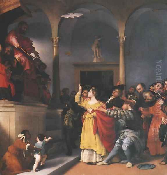 St. Lucy Before the Judge Oil Painting by Lorenzo Lotto