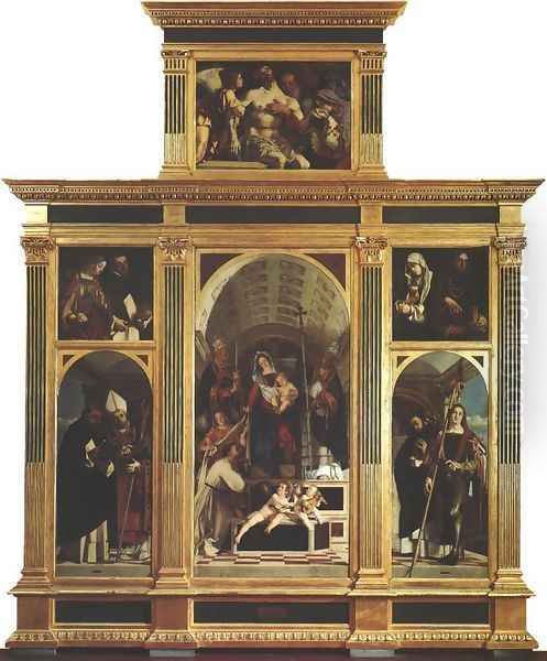 St. Dominic Polyptych Oil Painting by Lorenzo Lotto