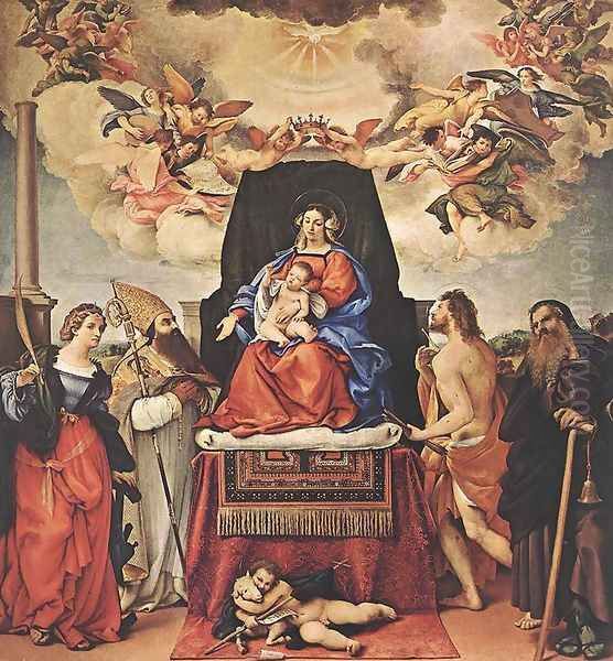 Madonna and Child with Saints (1) 1521 Oil Painting by Lorenzo Lotto