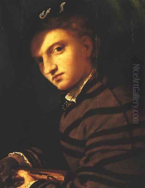 Portrait of a Young Man with a Book Oil Painting by Lorenzo Lotto