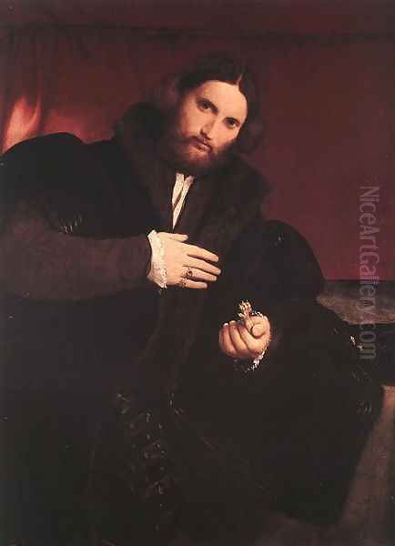 Man with a Golden Paw c. 1527 Oil Painting by Lorenzo Lotto