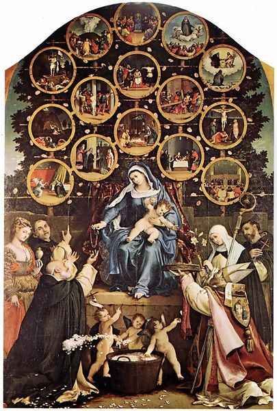 Madonna of the Rosary Oil Painting by Lorenzo Lotto