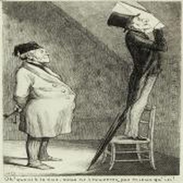 Oh! Quant A La Vue, Vous Ne Trouverez Pas Mieux Qu'ici Oil Painting by Honore Daumier