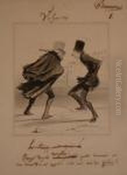 Onze Degres Centigrades !... Oil Painting by Honore Daumier