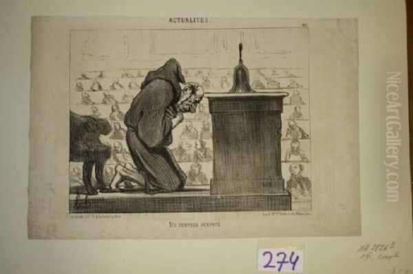 Un Nouveau Converti Oil Painting by Honore Daumier