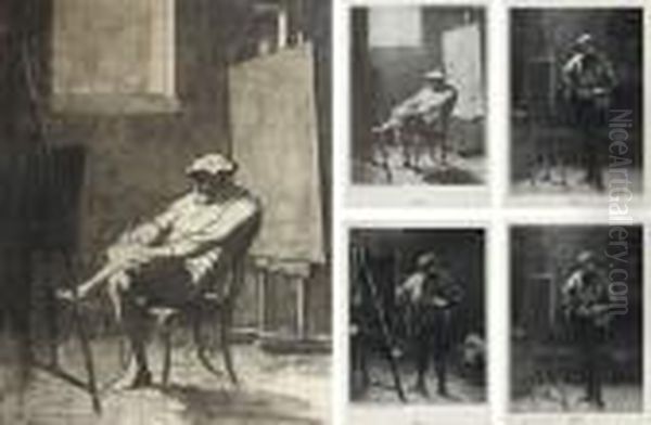 L'artiste En Face De Son Oeuvre Oil Painting by Honore Daumier