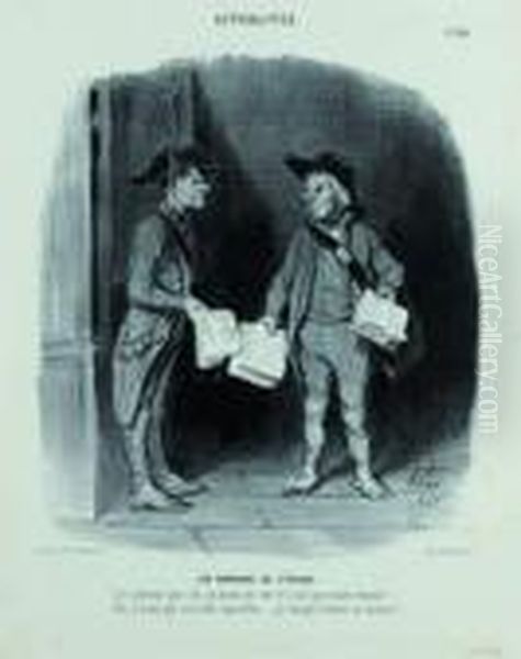 Les Journaux Bienfaisans Oil Painting by Honore Daumier