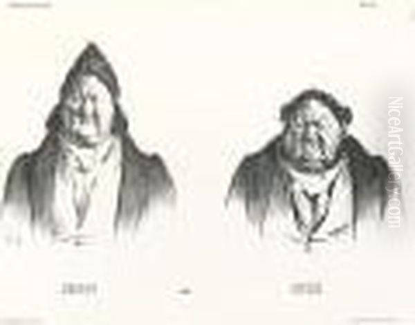 Lithograph Sur Blanc Oil Painting by Honore Daumier