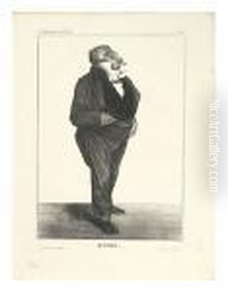 Lithograph Sur Blanc Oil Painting by Honore Daumier