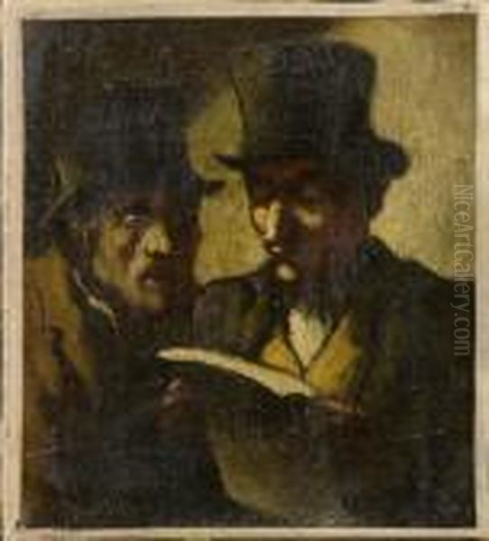 Two Men Oil Painting by Honore Daumier