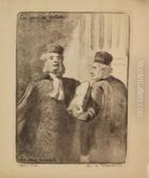 Les Deux Avocats Oil Painting by Honore Daumier