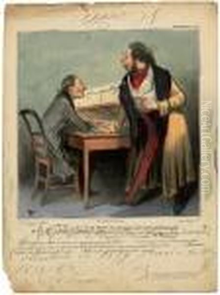 Monsieur, En Reponse A La Lettre Oil Painting by Honore Daumier