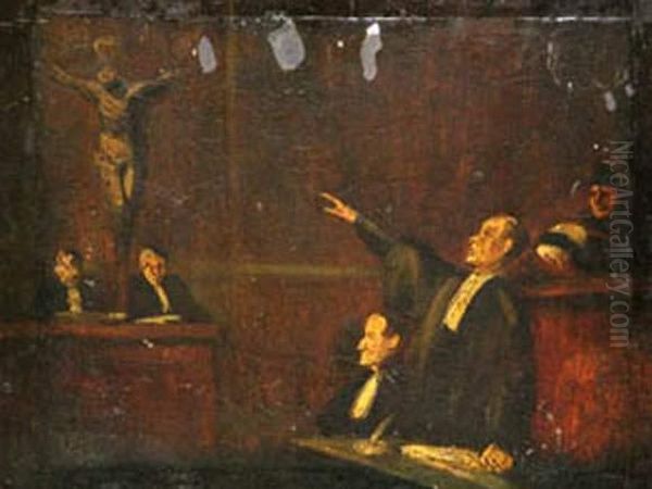 Juctice Caricature Oil Painting by Honore Daumier