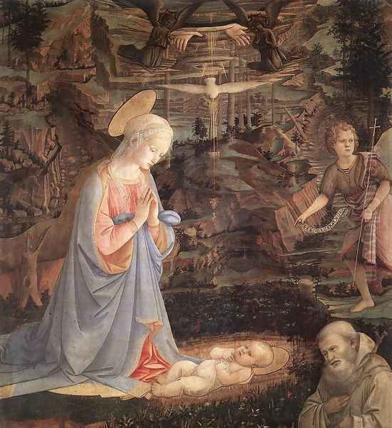 Adoration of the Child with Saints c. 1463 Oil Painting by Fra Filippo Lippi