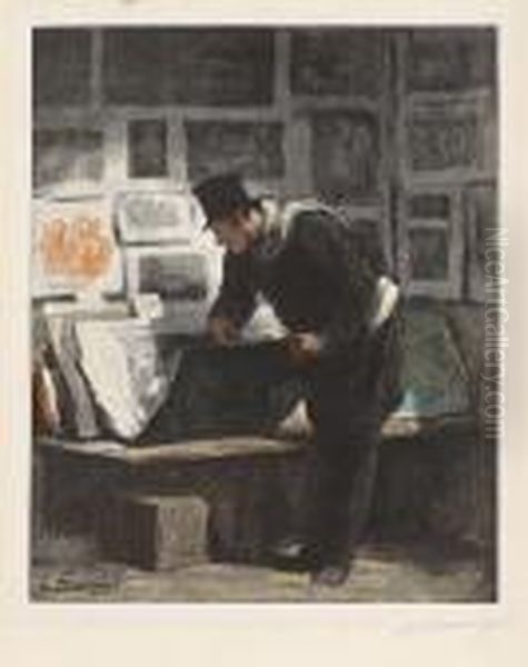 Nach - L'amateur D'estampes (der Grafik-liebhaber) Oil Painting by Honore Daumier