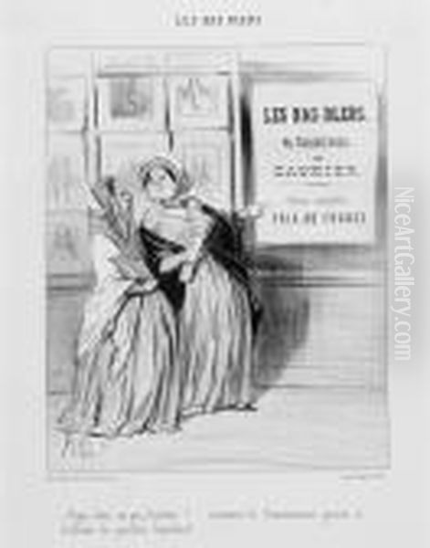 Ma Bonne Amie,puis-je Entrer! ... As-tu Fini De Collaborer Avec Monsieur? Oil Painting by Honore Daumier