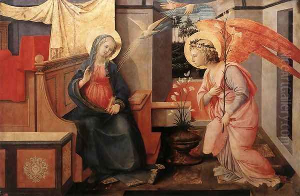 Annunciation 1445-50 Oil Painting by Fra Filippo Lippi