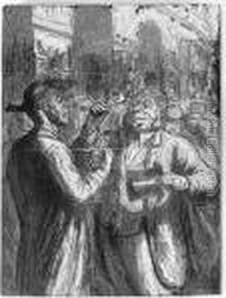 Exposition Universelle - L'inspection Des Photographies Aux Tourniquets Oil Painting by Honore Daumier