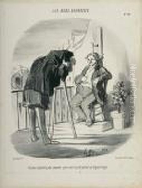 Bl. 49 Aus: Les Bons Bourgeois. 1847 Oil Painting by Honore Daumier