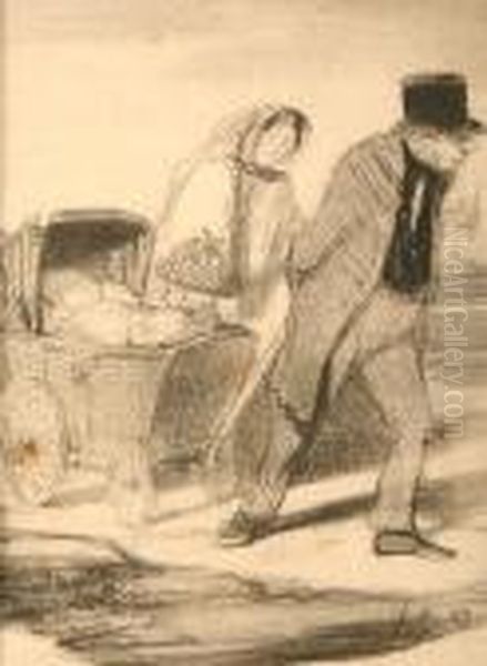 Les Papas Oil Painting by Honore Daumier