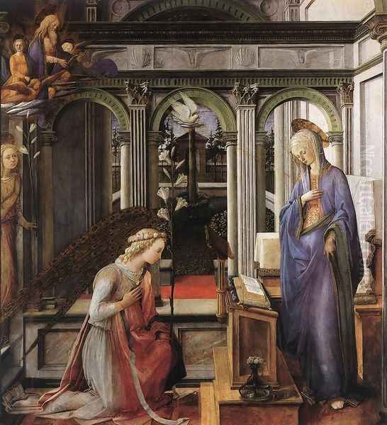 Annunciation c. 1443 Oil Painting by Fra Filippo Lippi