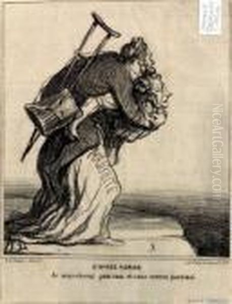 Onhe Titel Oil Painting by Honore Daumier