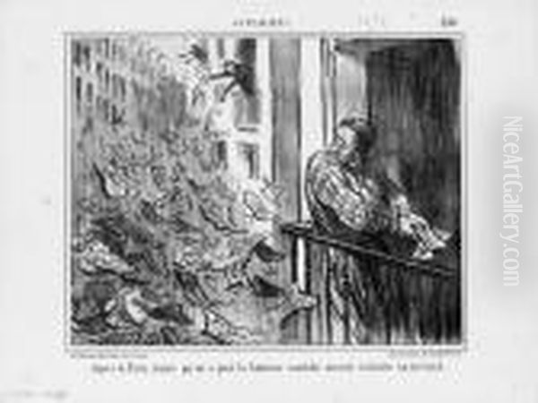 [bourse]. Aspect De Paris, 
Depuis Qu'on A Joue La Fameuse Comedie Morale Intitulee La Bourse 
(actualites, Pl. 330) ; Ca Baisse Toujours !... (les Faiseurs 
D'affaires, Pl. 3).1856. Oil Painting by Honore Daumier