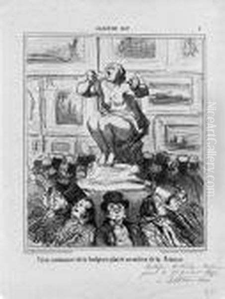 Le Salon De 1857. 1857. Oil Painting by Honore Daumier