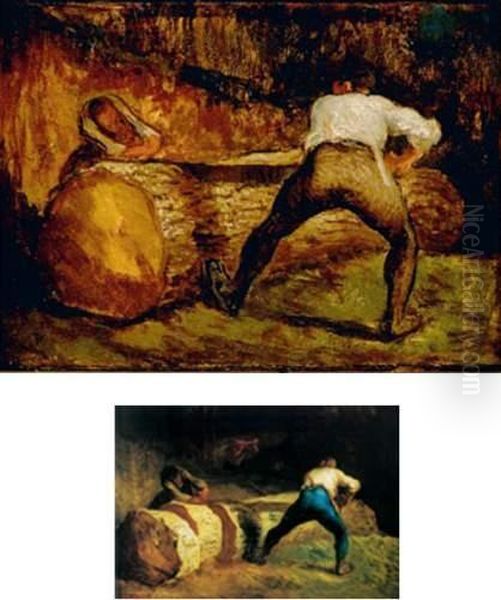 Les Bucherons Oil Painting by Honore Daumier