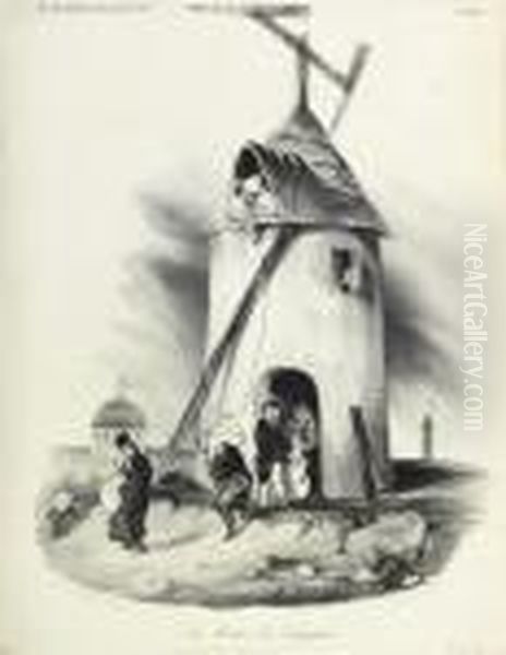 Le Moulin Du Telegraphe Oil Painting by Honore Daumier