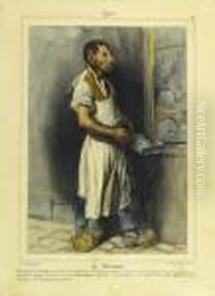 Le Charcutier. - Le Vol Au Renfoncement. - L'ancien Negociant Oil Painting by Honore Daumier