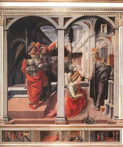 Annunciation c. 1445 Oil Painting by Fra Filippo Lippi