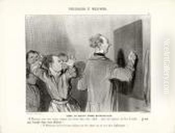 Professeurs Et Moutards. 1845-1846. Oil Painting by Honore Daumier