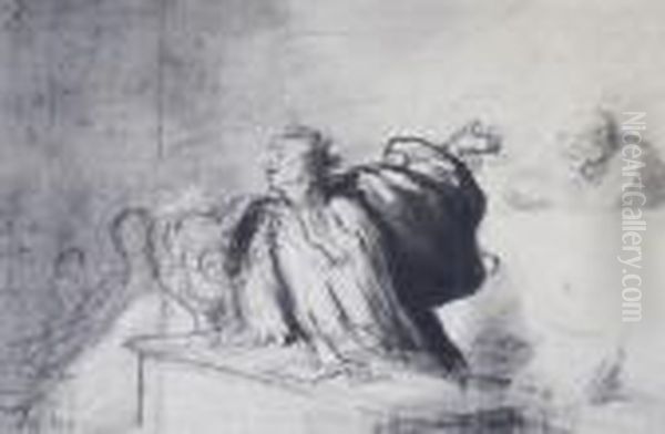 A Group Of Three Prints Oil Painting by Honore Daumier