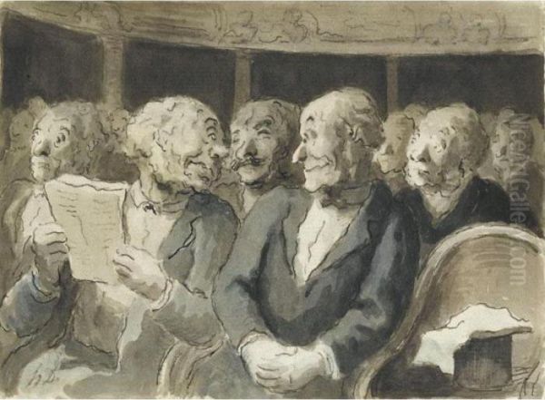 Les Spectateurs Oil Painting by Honore Daumier