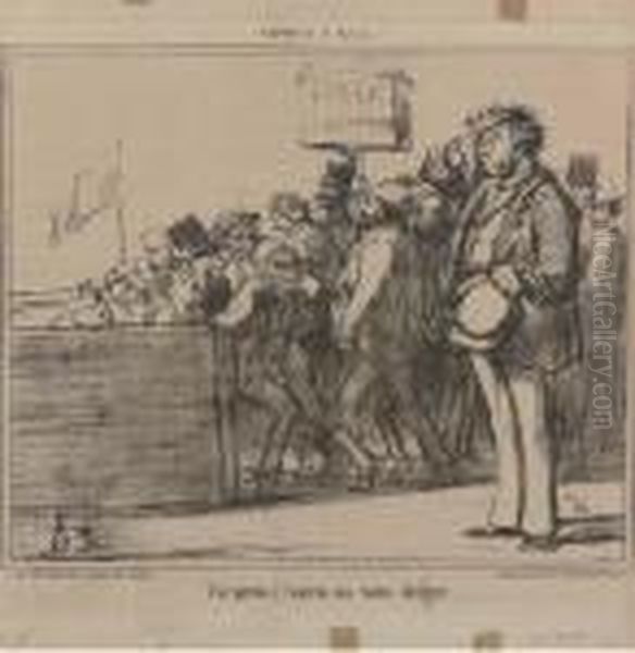 Vue Prise A L'entree Des Bains Deligny, From Croquis D'ete Oil Painting by Honore Daumier