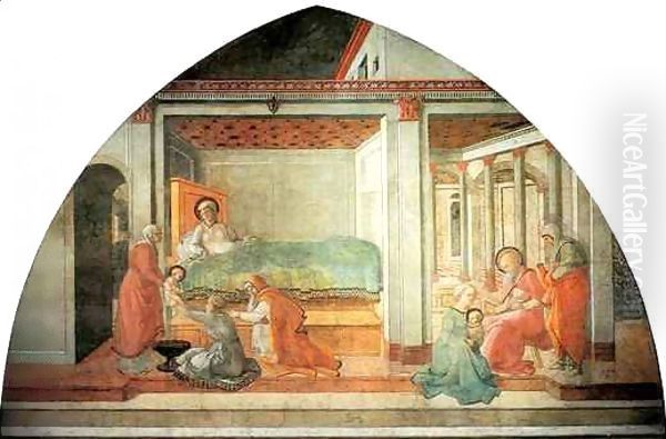 Birth and Naming St John 1452-65 Oil Painting by Fra Filippo Lippi