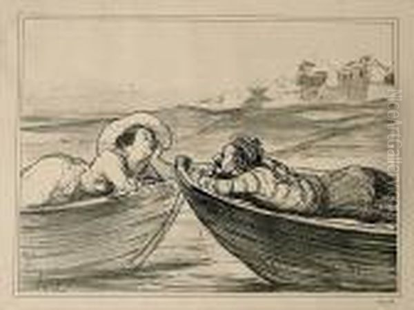 Croquis Aquatiques, Pl.1. Szkic Wodny, Pl.1. Oil Painting by Honore Daumier