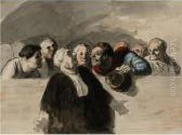 Le Defenseur Oil Painting by Honore Daumier