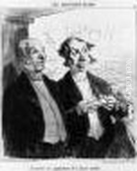 [theatre]. Les Parisiens En 1852, Pl. 10. 1852. Oil Painting by Honore Daumier