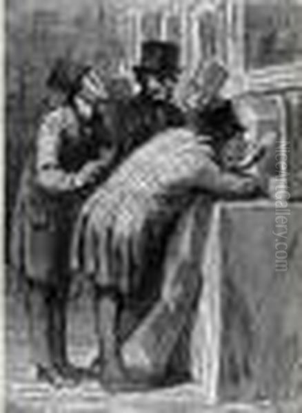 L'hotel Des Ventes : L'amateur. 1863 Oil Painting by Honore Daumier