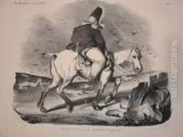 Voyage A Travers Les Populations Impressees Oil Painting by Honore Daumier