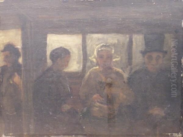 Street Car Oil Painting by Honore Daumier