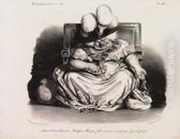 Group Of 6 Lithographs. Oil Painting by Honore Daumier