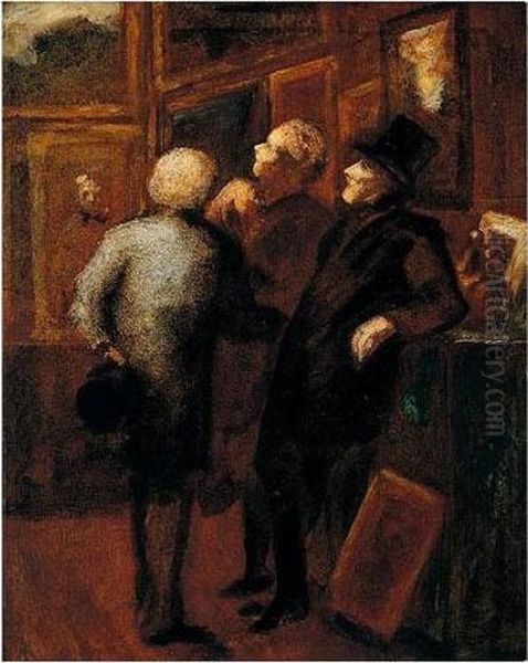 Les Amateurs De Tableaux Oil Painting by Honore Daumier