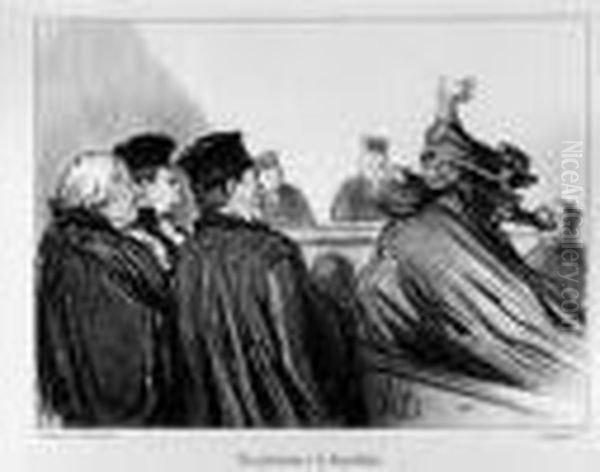 Les Gens De Justice, Pl. 33. 1847. Oil Painting by Honore Daumier