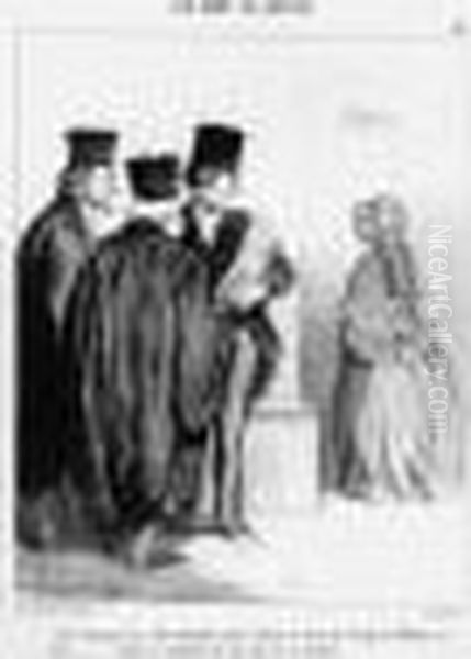 Les Gens De Justice, Pl. 24. 1846. Oil Painting by Honore Daumier