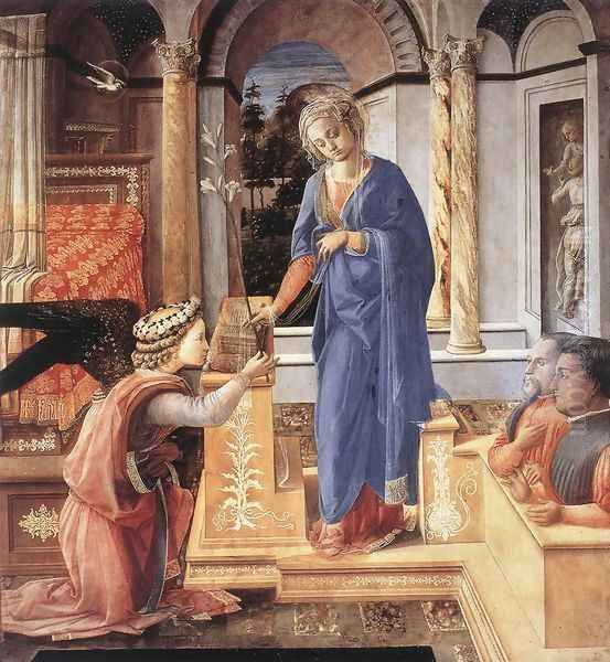 The Annunciation with two Kneeling Donors c. 1440 Oil Painting by Fra Filippo Lippi