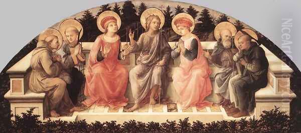 Seven Saint s 1448-50 Oil Painting by Fra Filippo Lippi