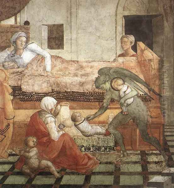 St Stephen is Born and Replaced by Another Child (detail-1) 1452-65 Oil Painting by Fra Filippo Lippi